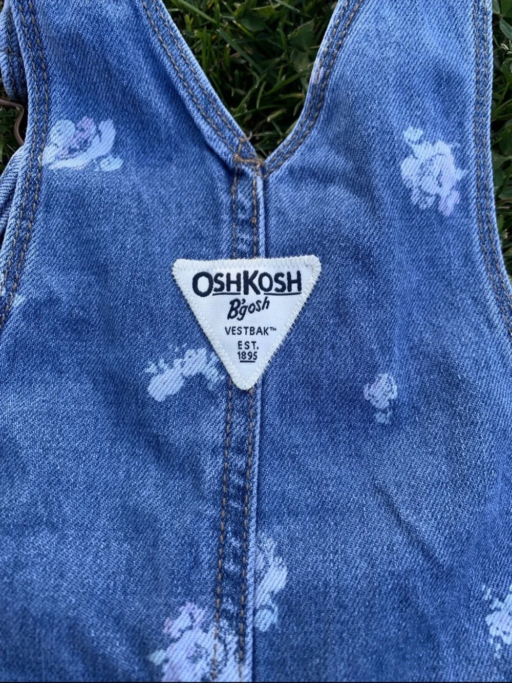 OshKosh B'gosh Light Blue Denim Overalls with Floral Prints